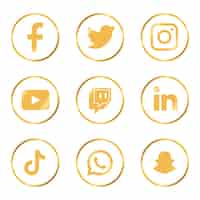 Free vector gold gradient social media logos