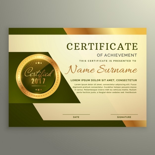 Gold and green certificate