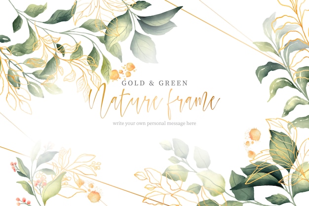 Free vector gold and green nature frame