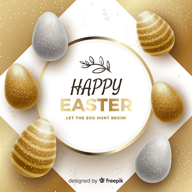 Free vector gold happy easter day background