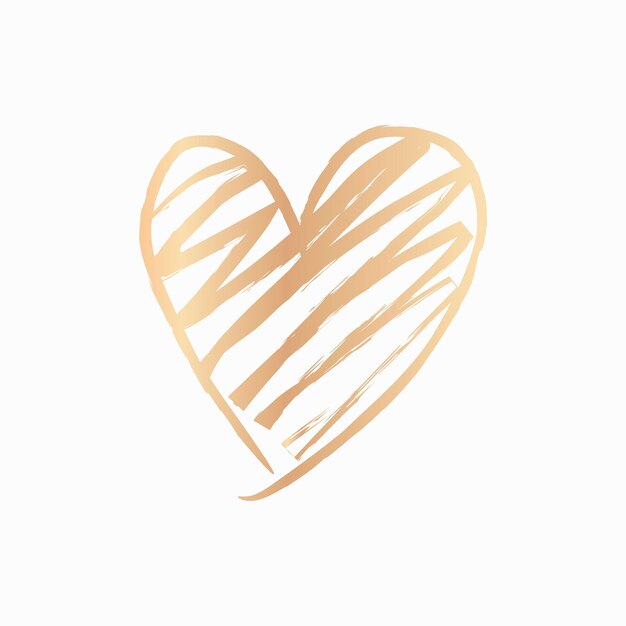 Gold heart element vector in hand drawn style