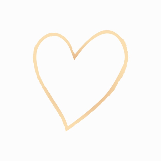 Gold heart element vector in hand drawn style