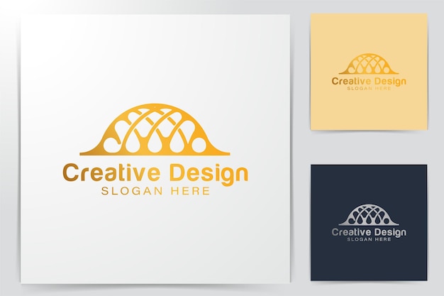 ゴールドイスラムドーム宮殿のロゴのアイデア。インスピレーションのロゴデザイン。テンプレートベクトル図。白い背景に分離