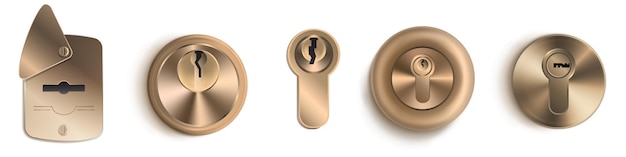 Gold keyholes d templates detailed mockup set