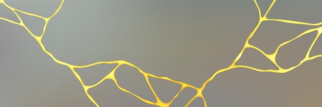 Бесплатное векторное изображение Золотой рисунок трещины кинцуги на сером фоне
