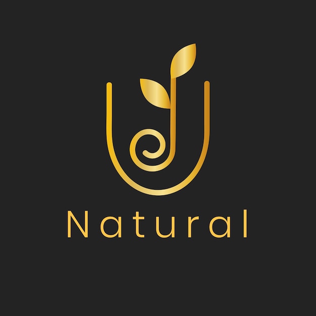 ゴールドリーフスパロゴテンプレート、上品な自然デザインベクトル