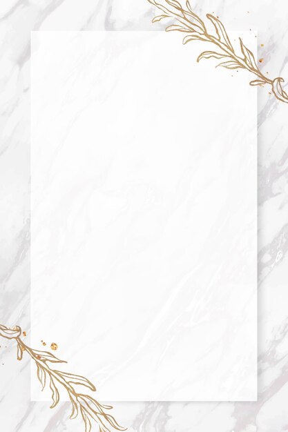 Gold leaves frame on marble background