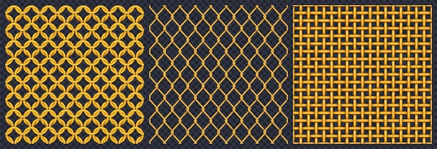 Gold metal grid or mesh texture seamless pattern