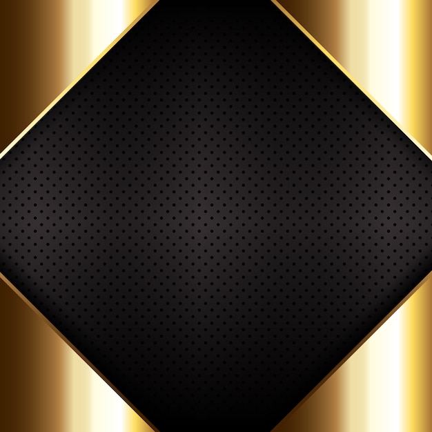 Gold metal on perforated metallic texture background