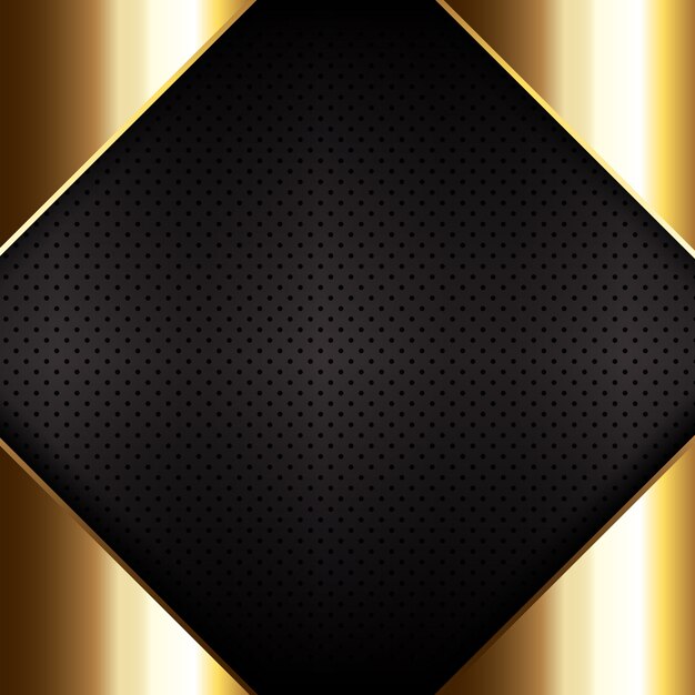 Gold metal on perforated metallic texture background