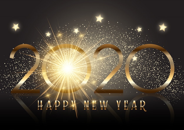 Free vector gold new year background with sparkle effect