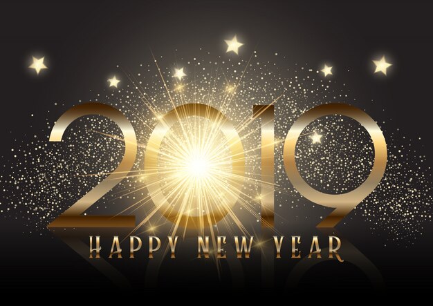 Gold New Year background with sparkle effect 