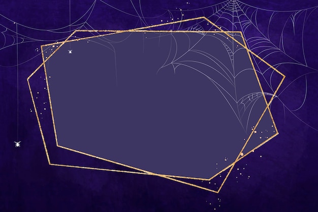 Бесплатное векторное изображение Золотая рамка многоугольника на паутине фиолетовый фон вектор