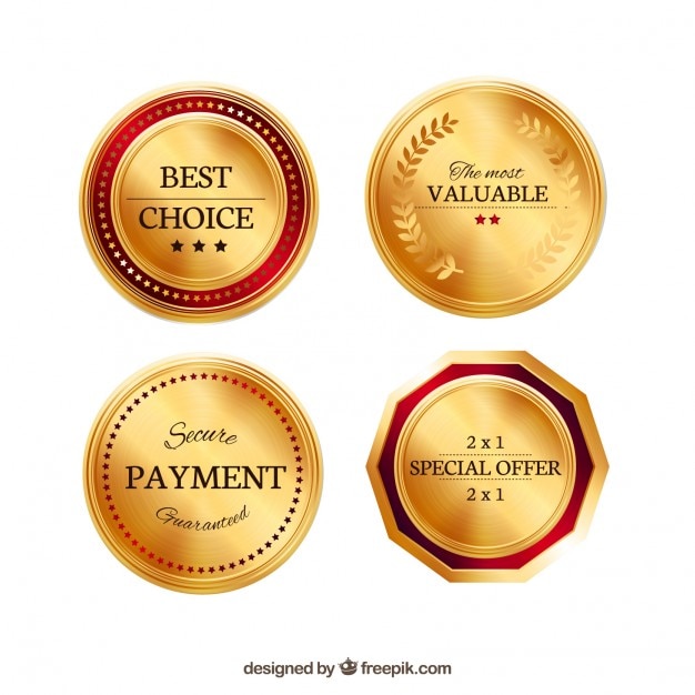 Free vector gold promotion badges