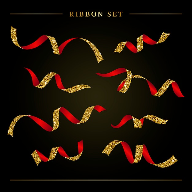 Free vector gold and red ribbon set vector