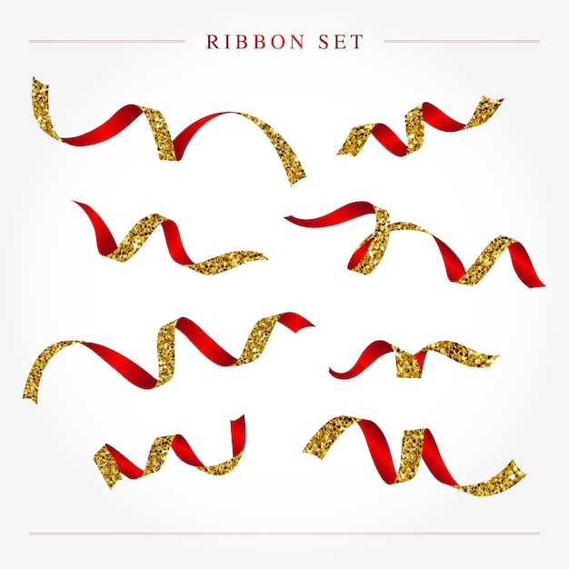 Free vector gold and red ribbon set vector