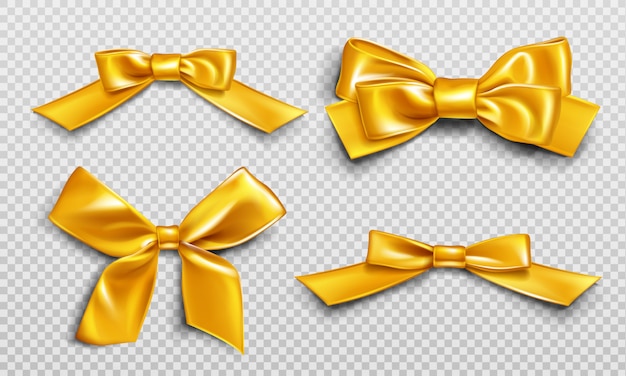 Gold ribbons and bows for wrapping present box set
