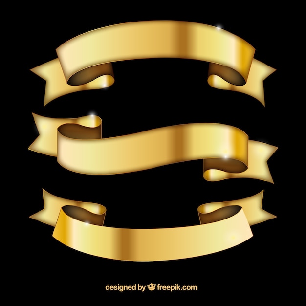Download Free Gold Ribbons in Retro Style Vector Templates - HD Stock