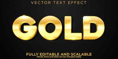 Free vector gold shiny text effect editable rich luxury font style