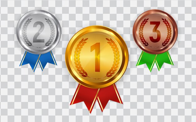 Premium Vector Gold Silver And Bronze Medal Badge Of The Icon First Second And Third Place Premium Vector Gold Silver And Bronze Medal Badge Of The Icon First Second And Third Place