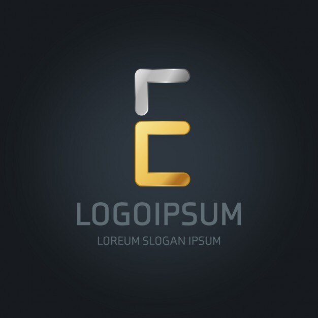 Free Vector gold and silver logo with the letter e