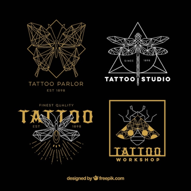 Gold and silver tattoo logo collection