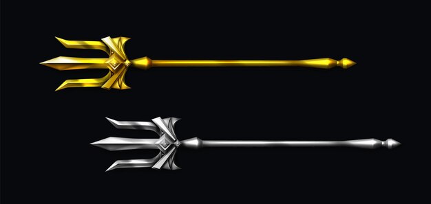 Gold and silver trident, devil pitchfork