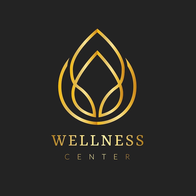 Gold spa logo template, aesthetic health and wellness business branding design vector set