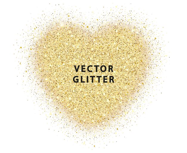 Gold sparkles heart on white background. Abstract luxury glow golden vector heart. Vector golden dust isolated on white.