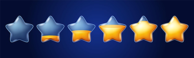 Бесплатное векторное изображение Золотые звезды игровые иконки с прогрессом заполнения