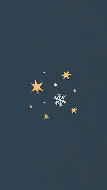 Gold stars with snowflake