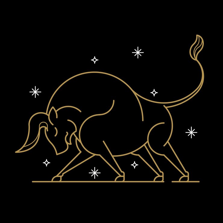 Free Vector gold taurus astrological sign on a black background 