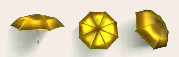 Free vector gold umbrella set