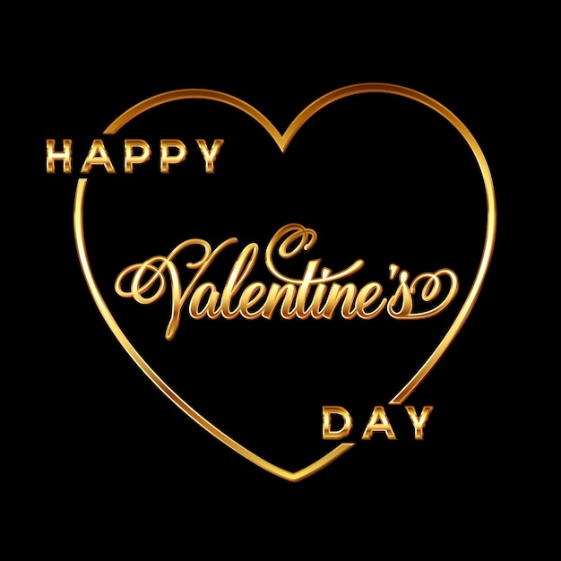 Gold Valentines day heart background with decorative text 