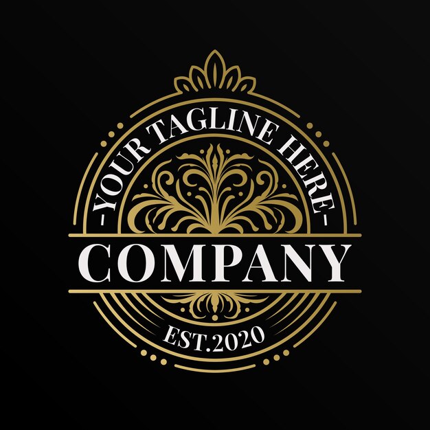 Premium Vector Gold Colored Unique Circle Vintage Label Logo Vector