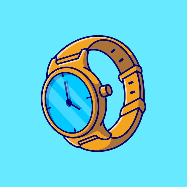 Free vector gold watch cartoon  icon illustration. fashion object concept isolated  . flat cartoon style