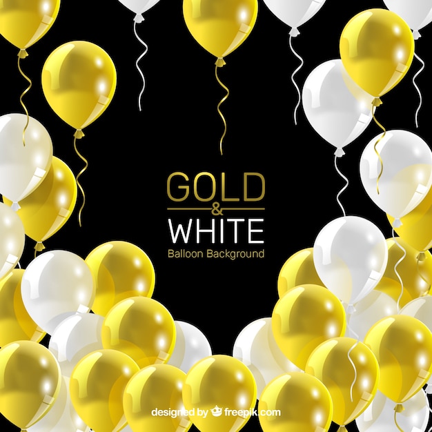 Free vector gold and white balloons background