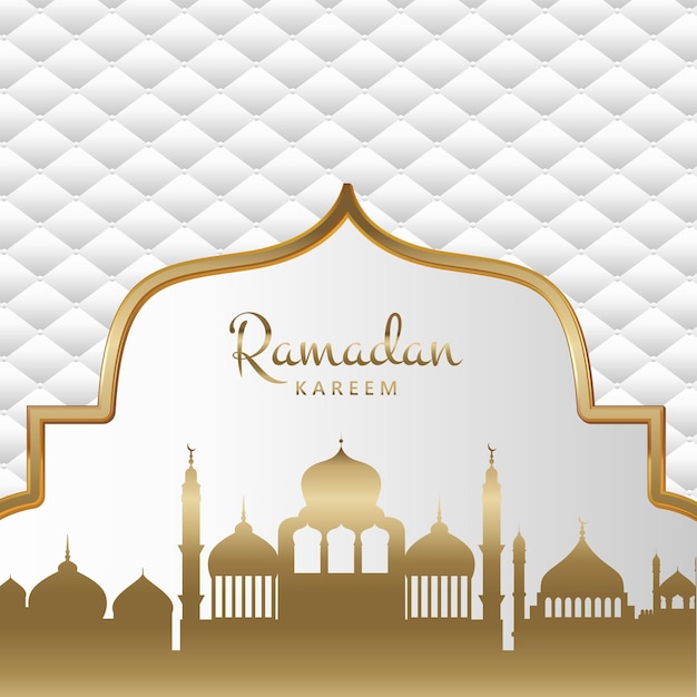 Free vector gold and white decorative ramadan kareem background