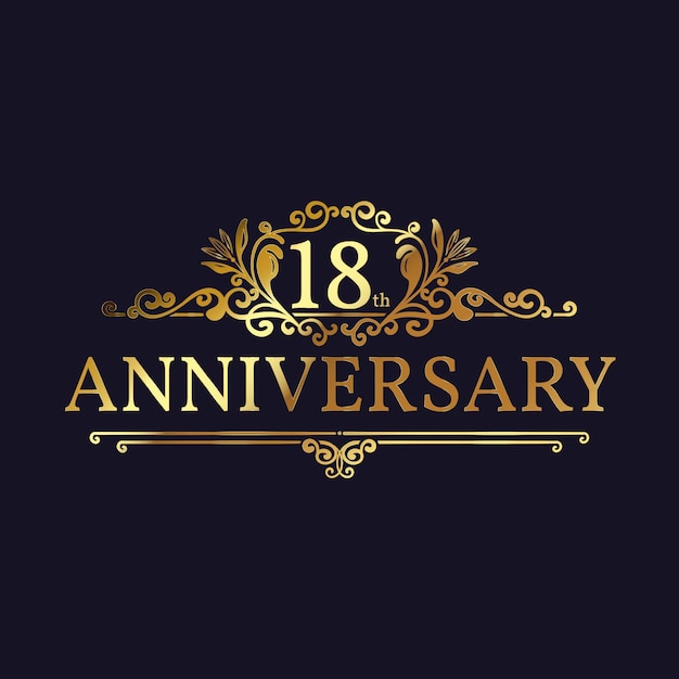 Golden 18th anniversary logo template