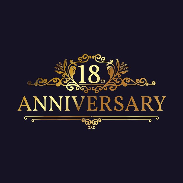 황금 18 주년 로고 템플릿