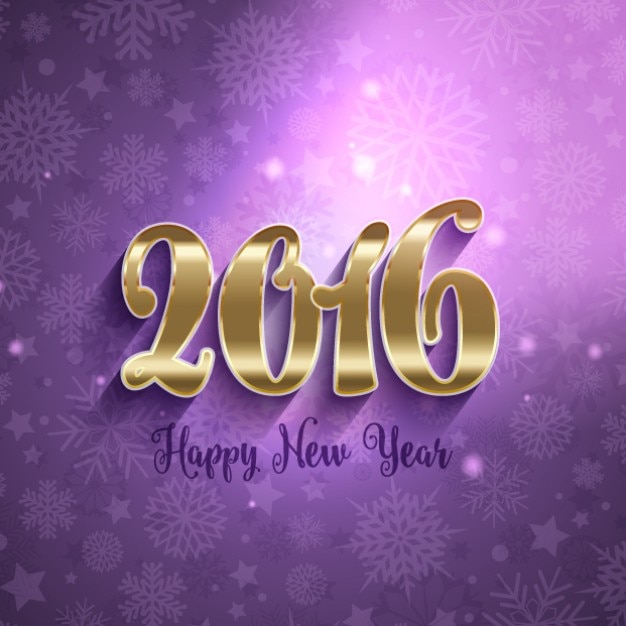 Golden 2016 numbers on purple background