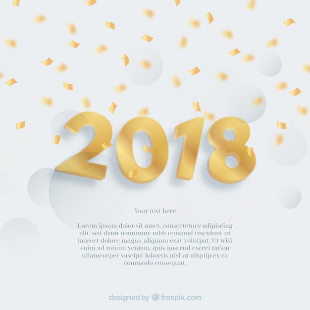 Golden 2018 design with confetti