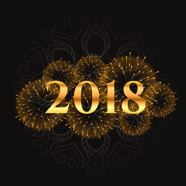 golden 2018 fireworks and sparkles background design