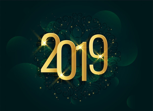 Golden 2019 3d shiny new year background