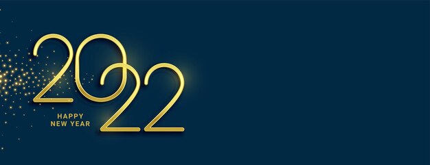 황금 2022 3d 텍스트와 반짝임 새해 배너