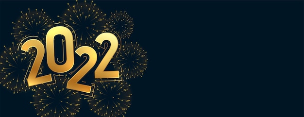 Banner di fuochi d'artificio d'oro 2022 con spazio di testo