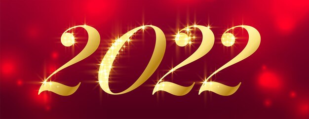 반짝임과 황금 2022 새 해 복 많이 받으세요 빨간 bokeh 배경