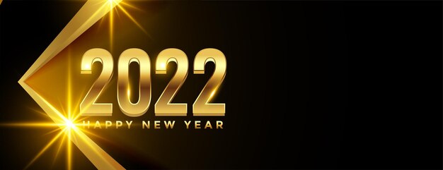 Золотой 2022 блестящий новогодний дизайн баннера