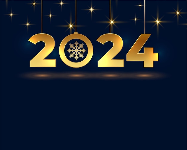 golden 2024 new year snowflake background with text space vector