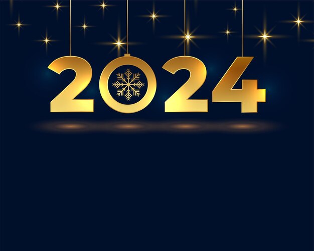 golden 2024 new year snowflake background with text space vector